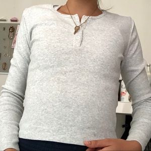 long sleeve grey button up shirt